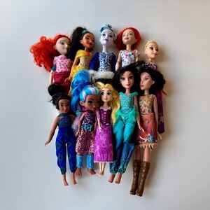 Lot of 10 Assorted‎ Disney Princess Movie Character Dolls 8 - 12.5 inches